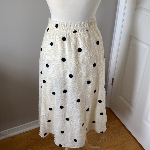 Anthropologie Eri + Ali Andrea Textured Polka Dots Midi Skirt - Picture 3 of 15